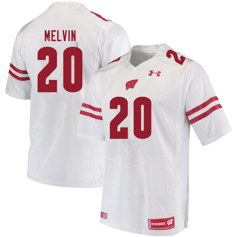 Wisconsin Badgers Men's #20 Semar Melvin NCAA Under Armour Authentic White College Stitched Football Jersey FZ40G62ZN